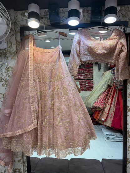 Awesome baby pink crop top Lehenga