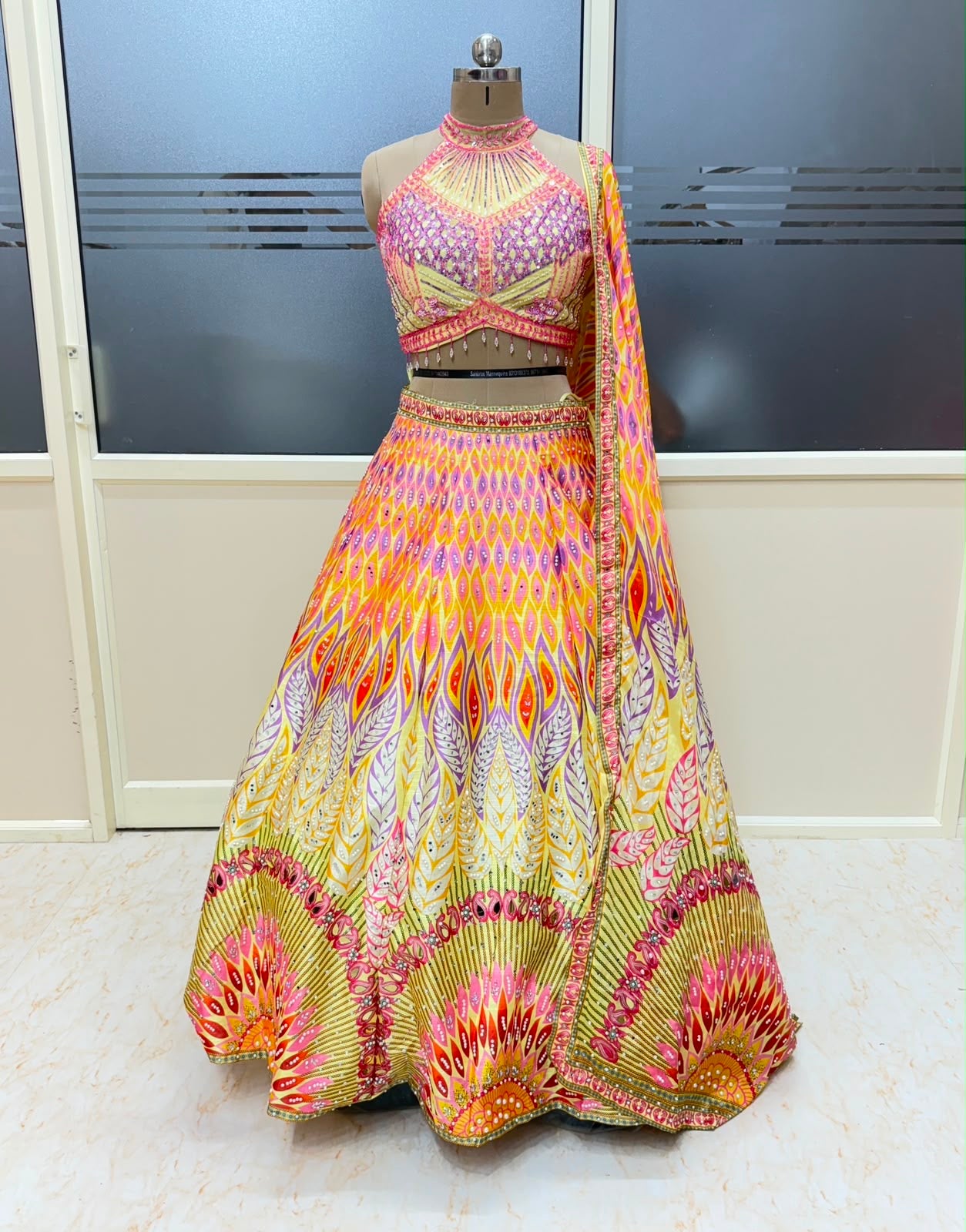 Multi Color Crop top Lehenga