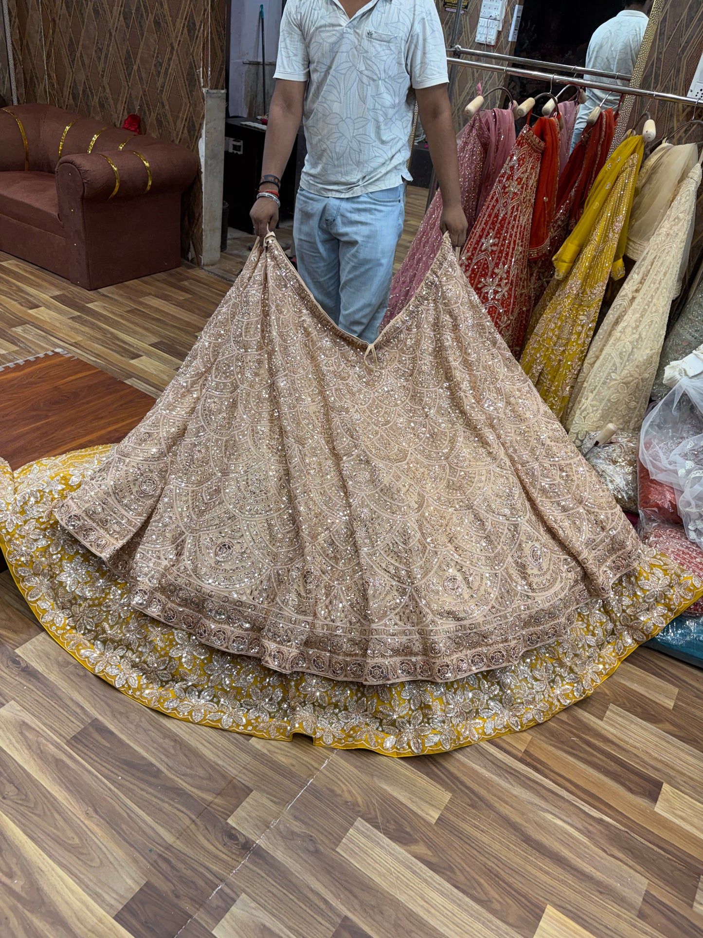 Golden Designer Lehenga