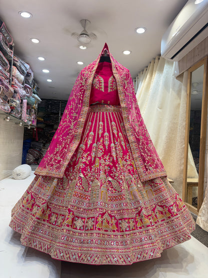 Astonishing Rani pink bridal Lehenga