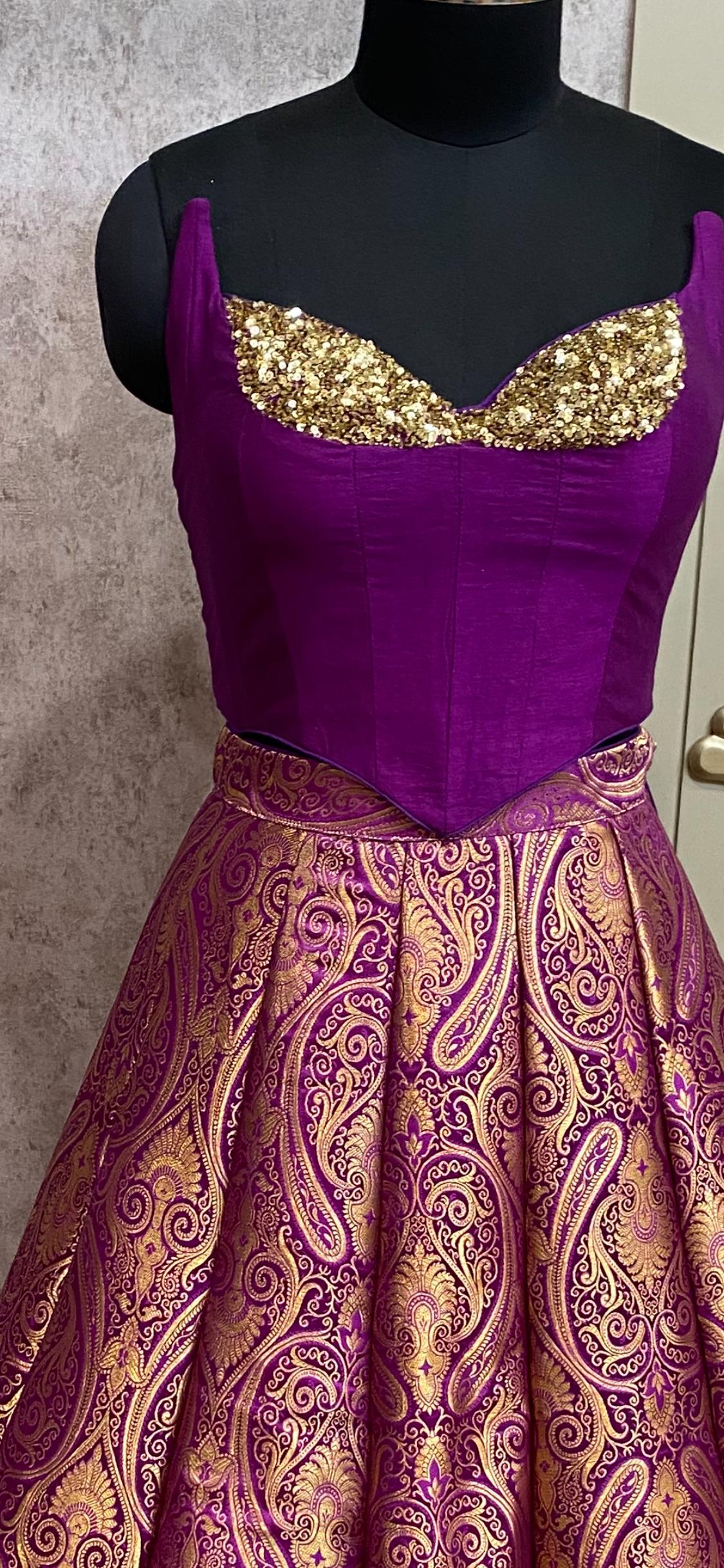 Pink crop top lehenga