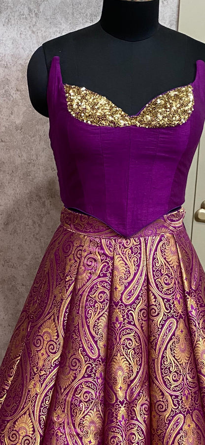 Pink crop top lehenga