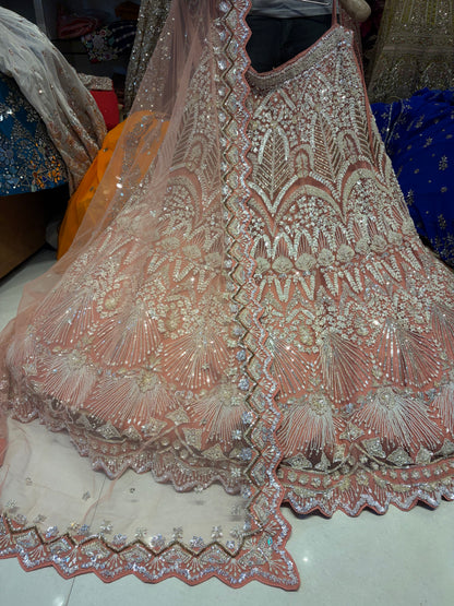 हस्तकला शिशु गुलाबी पेस्टल लहंगा