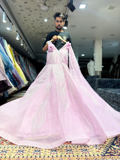 Astonishing pink gown big flair