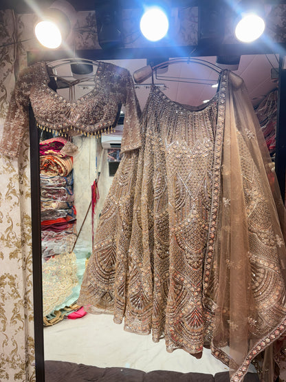 Stunning brown peach Crop Top Lehenga