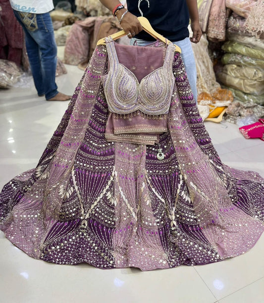 Blue PDP crop top Lehenga