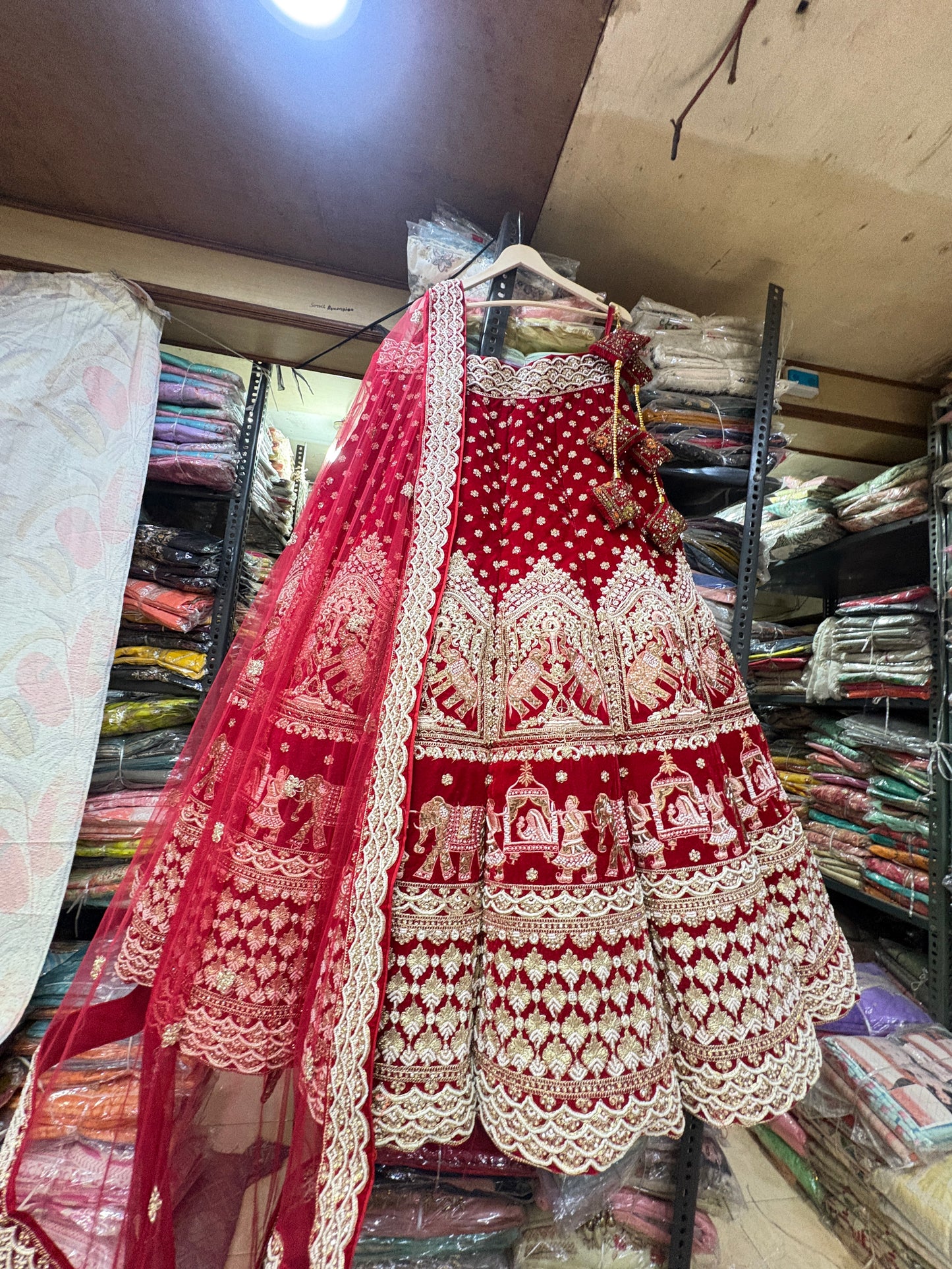 Lavishing red Doli barat ball bridal Lehenga