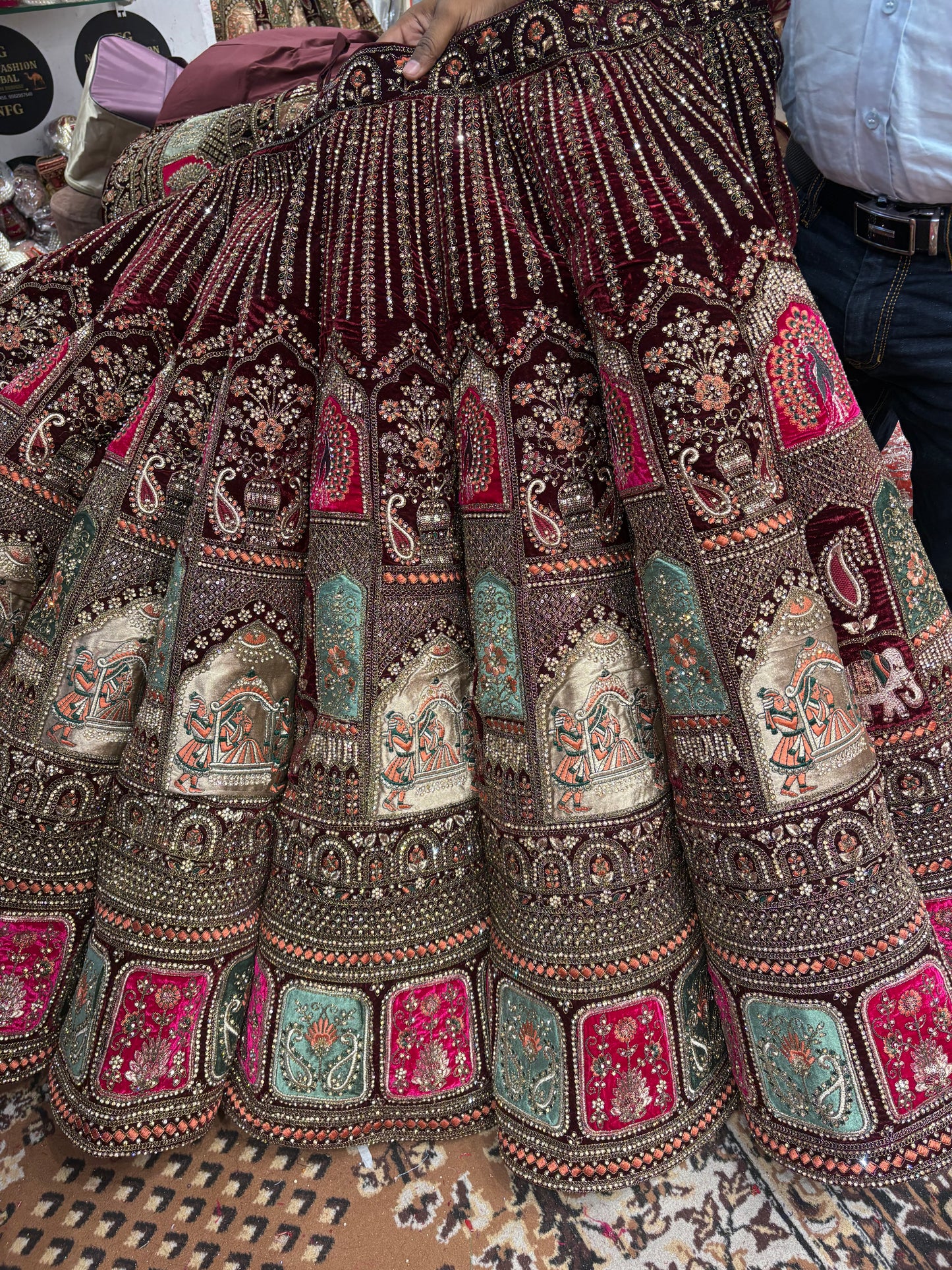 Beautiful Maroon Doli Barat Ball bridal Lehenga