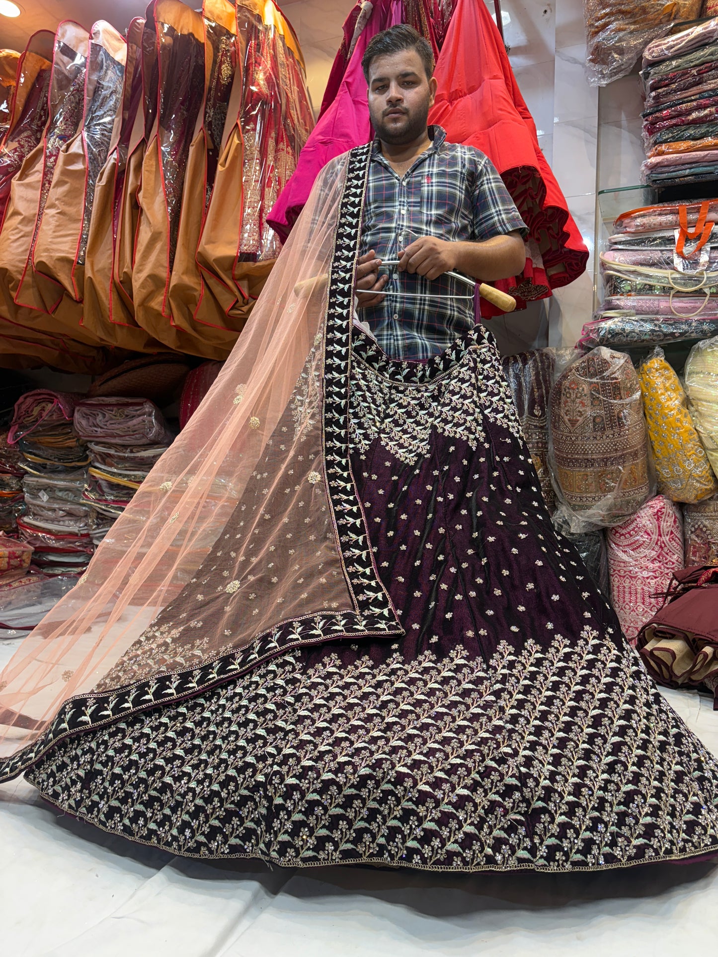 Eye catching maroon Lehenga