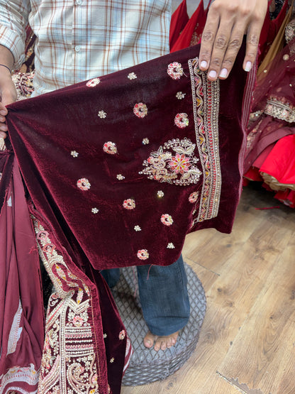 Dark Maroon Ball Bridal Lehenga