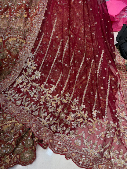 Maroon long peplum Farshi Gaharara Dress Special