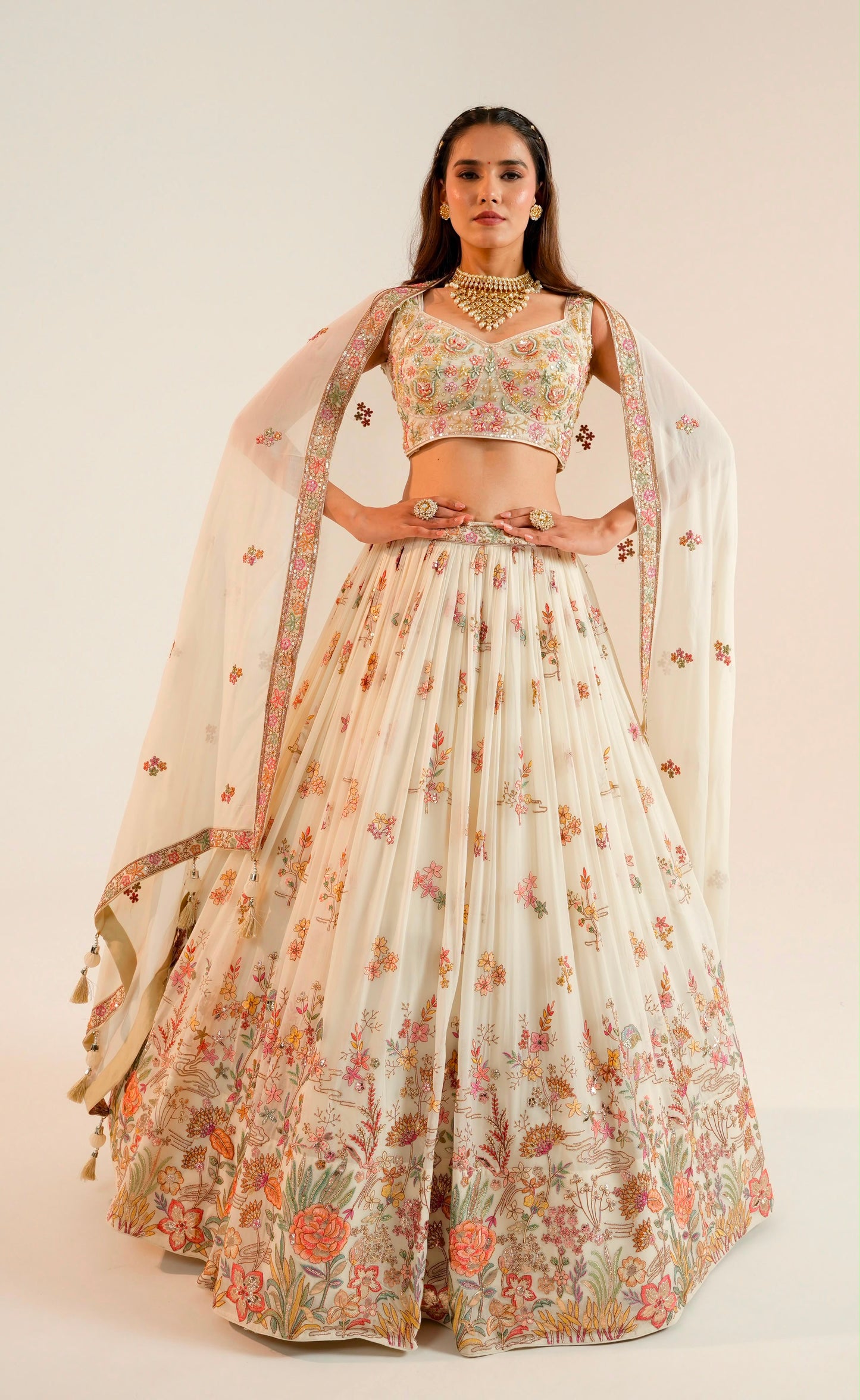 White Designer  Crop Top Lehenga - Shopping World