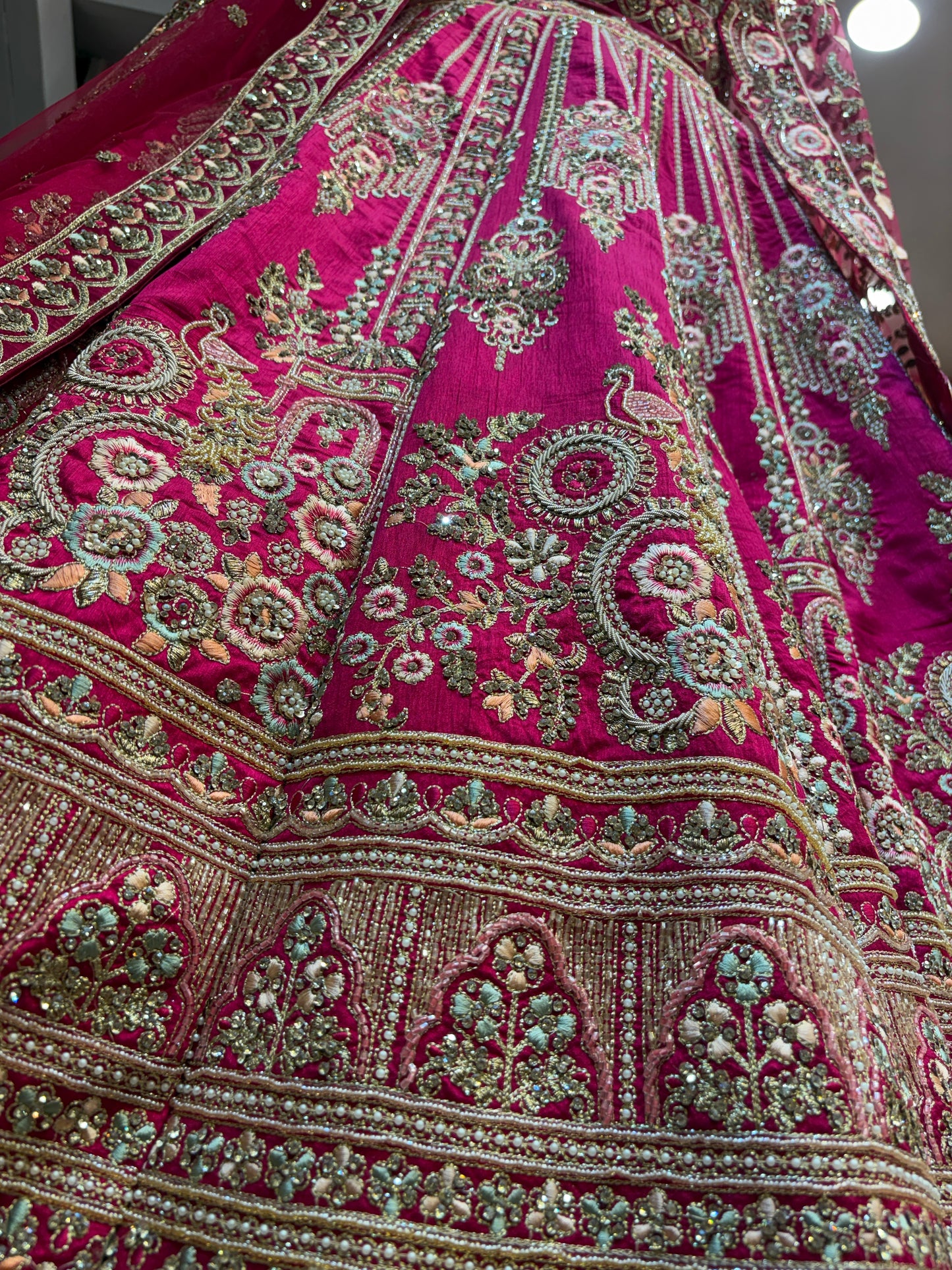 Designer rani pink double dupatta bridal Lehenga Delhi Chandni Chowk