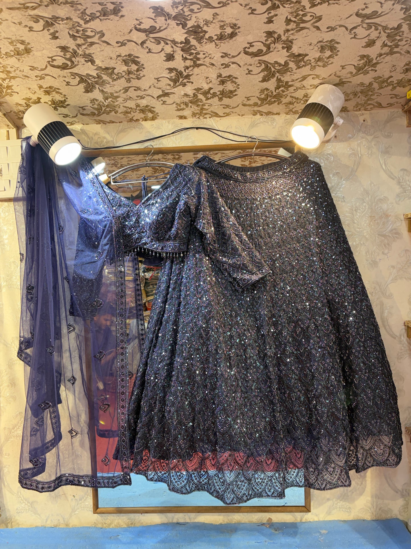 Lovely navy blue crop top Lehenga