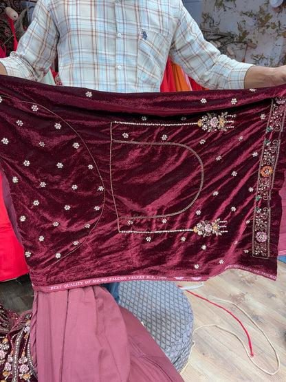 Dark Maroon Peacock Bridal Lehenga
