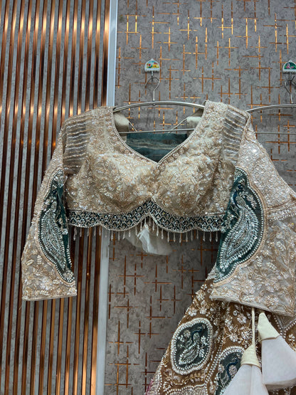 Golden Multicolour Crop Top Lehenga