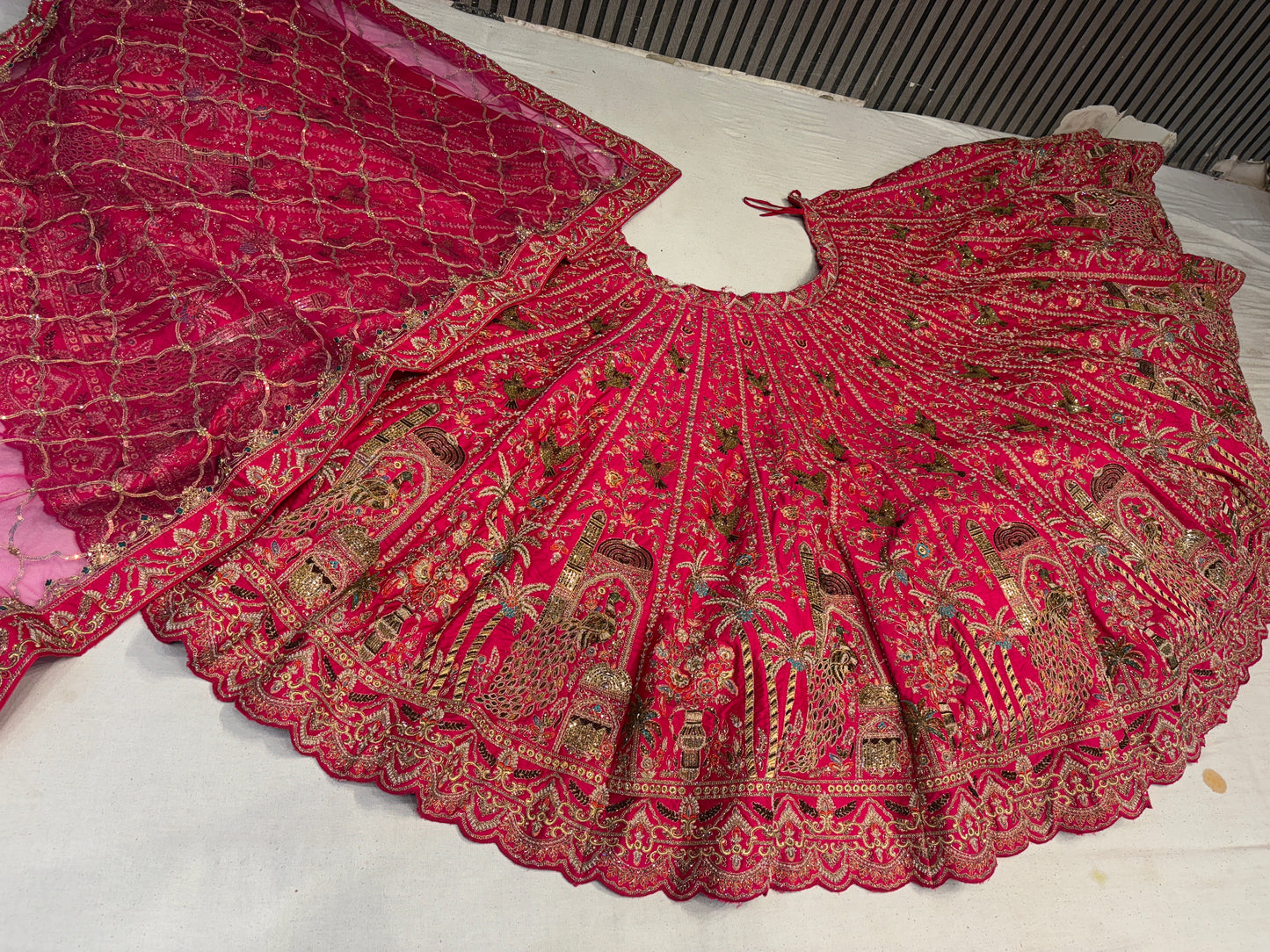 Khoobsurat rani pink peacock handwork bridal Lehenga