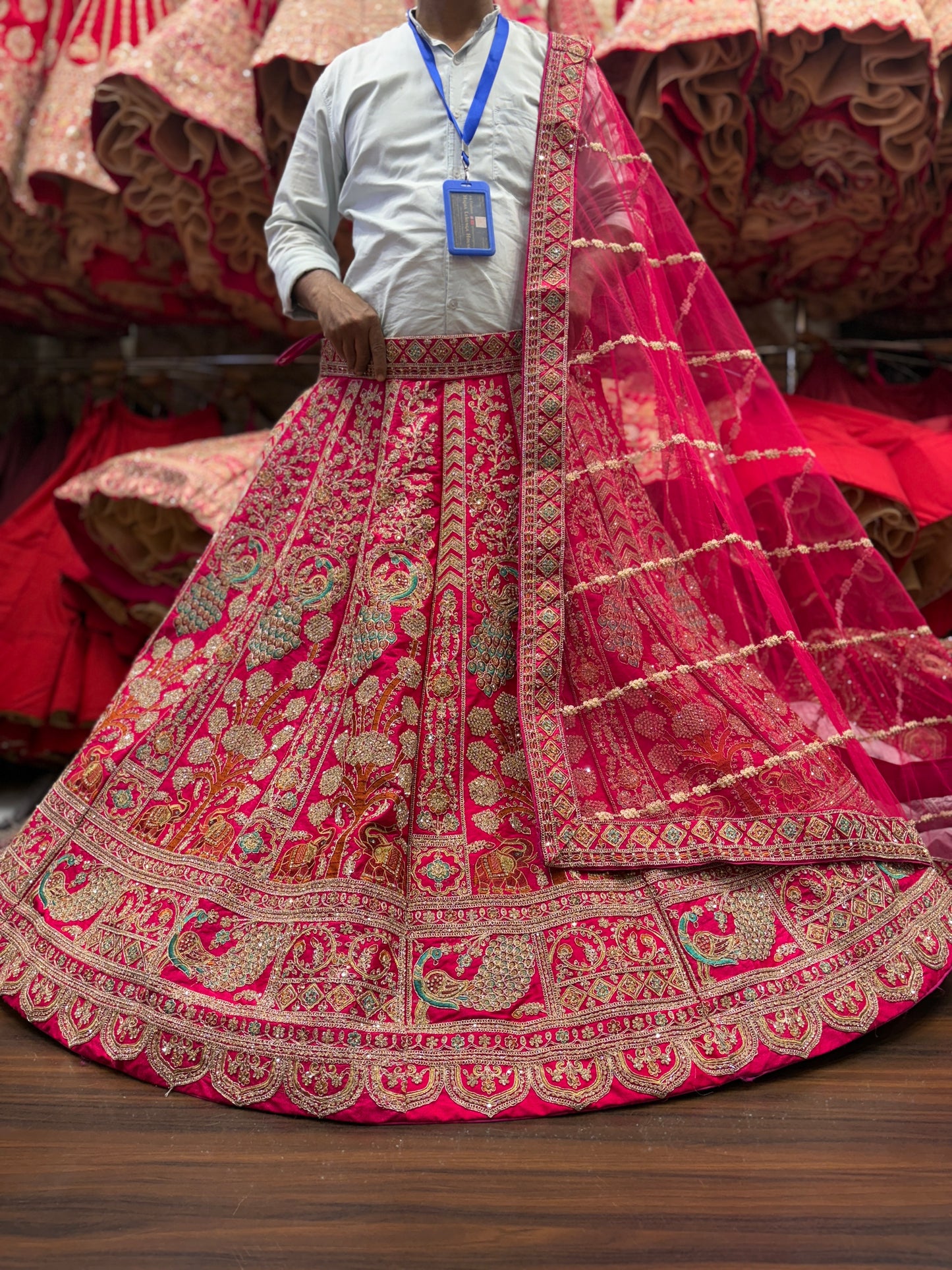 Charming Rani pink peacock bridal Lehenga