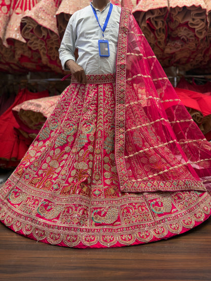 Charming Rani pink peacock bridal Lehenga