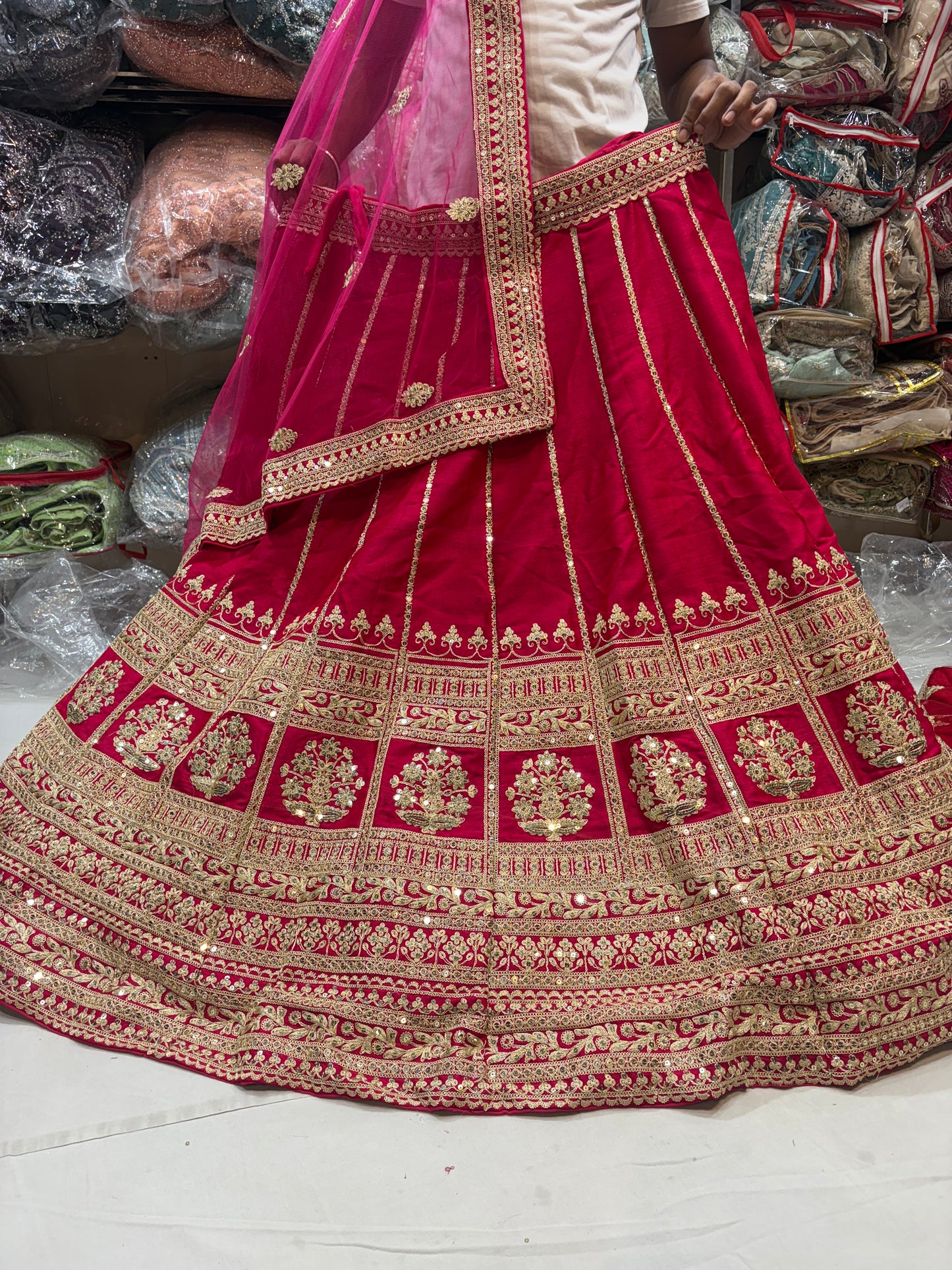 Eye catching pink bridal Lehenga