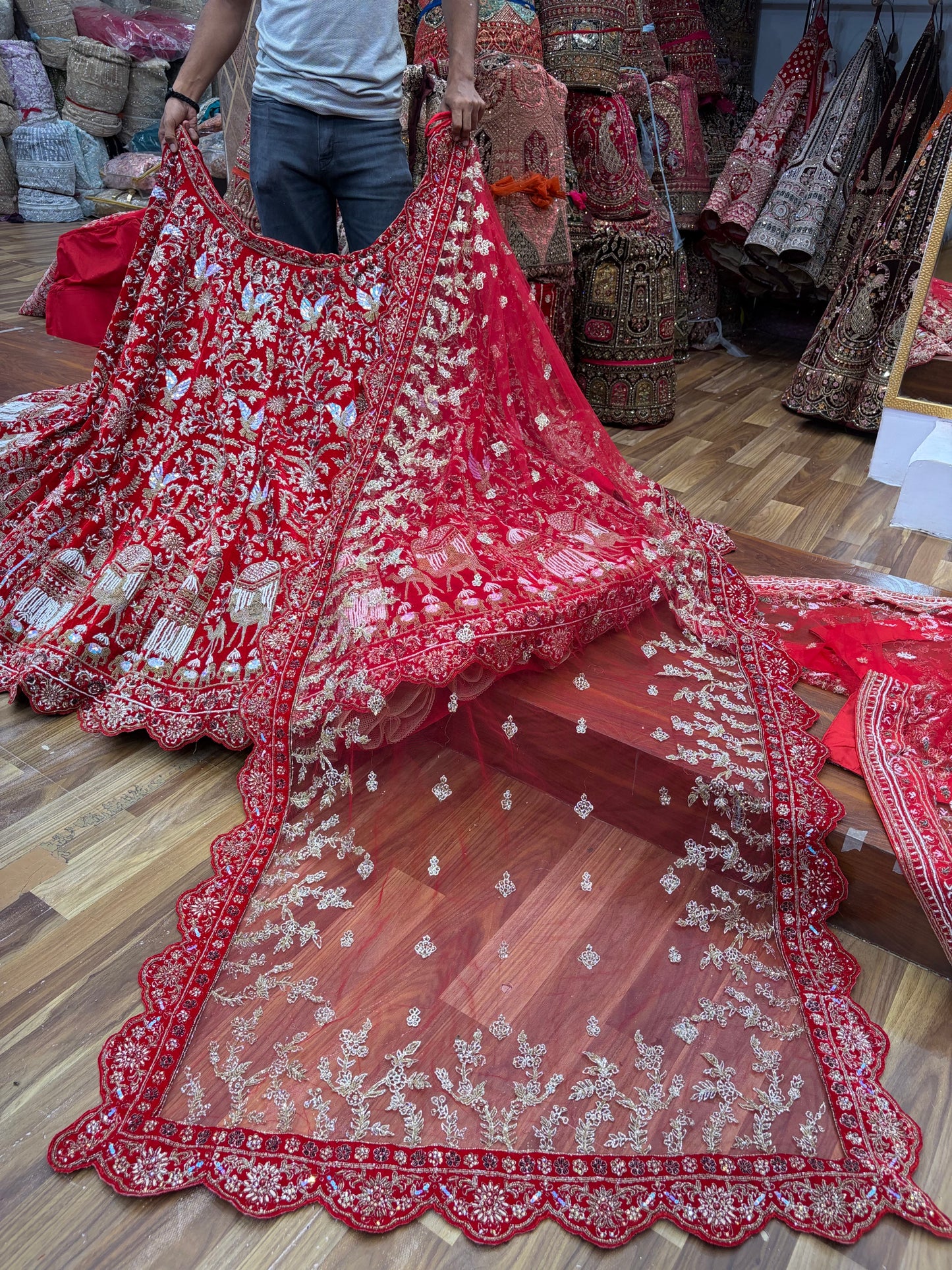 Maroon Peacock Ball Bridal Lehenga