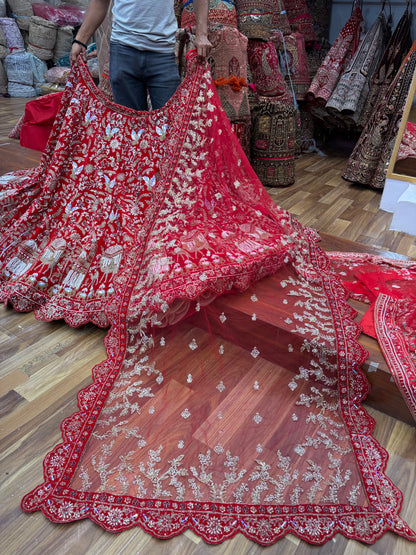 Maroon Peacock Ball Bridal Lehenga