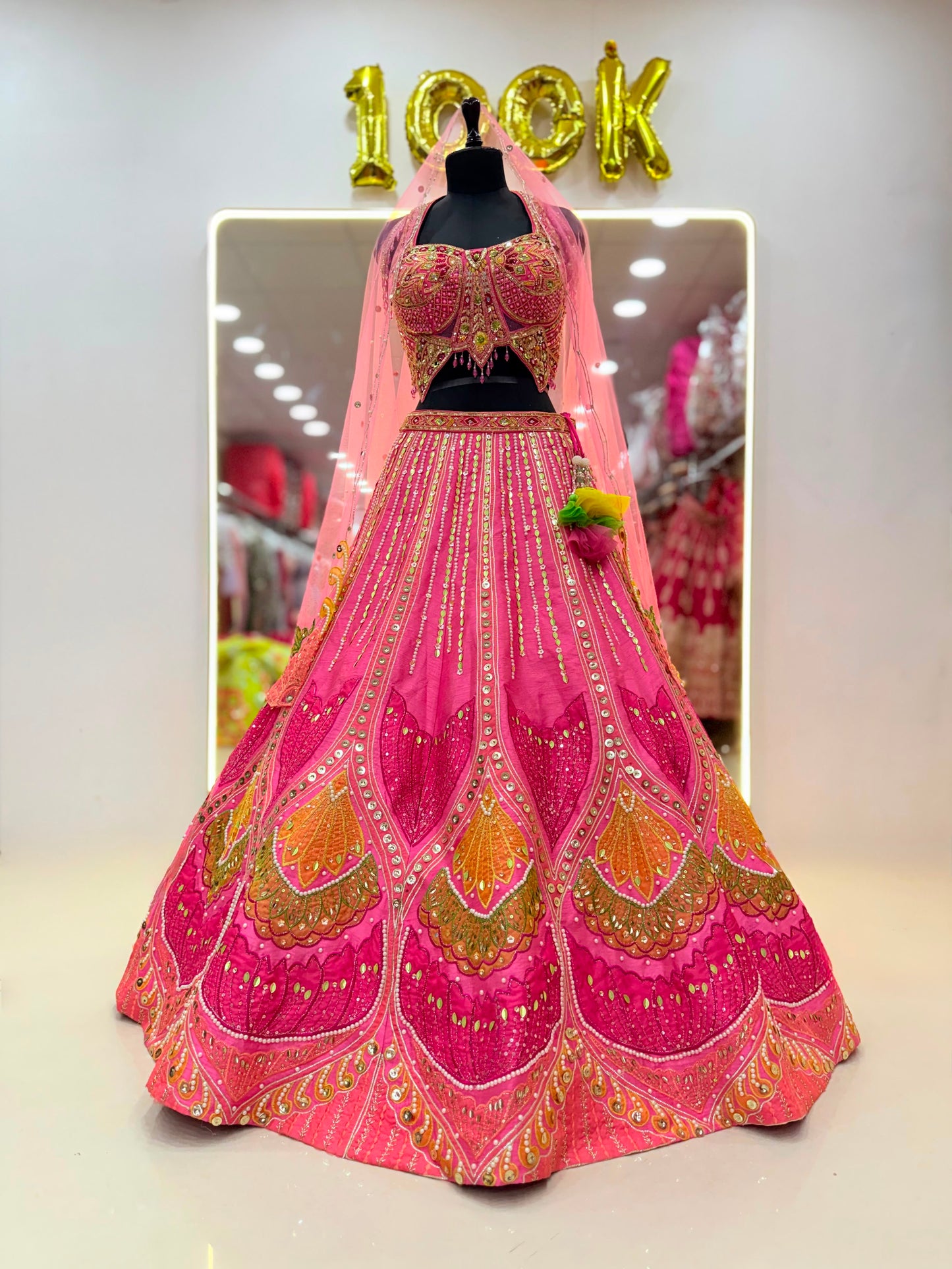Hot Pink Pdp Crop Top Lehenga