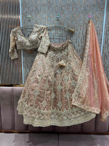 Golden Salsa Crop Top Lehenga