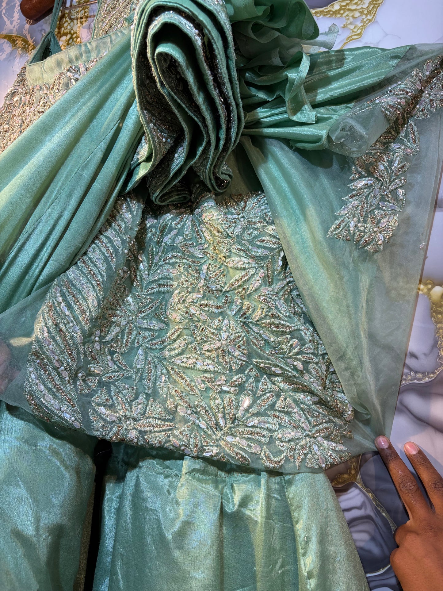Pista Green Heavy Designer Lehenga