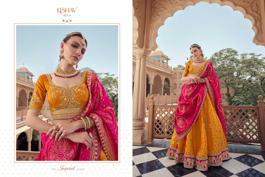 Yellow haldi TISSUE WITH DOLA SILKFABRIC WITH BEAD WORK Lehenga 1164