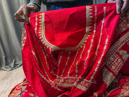 Charming Red peacock Bridal Lehenga