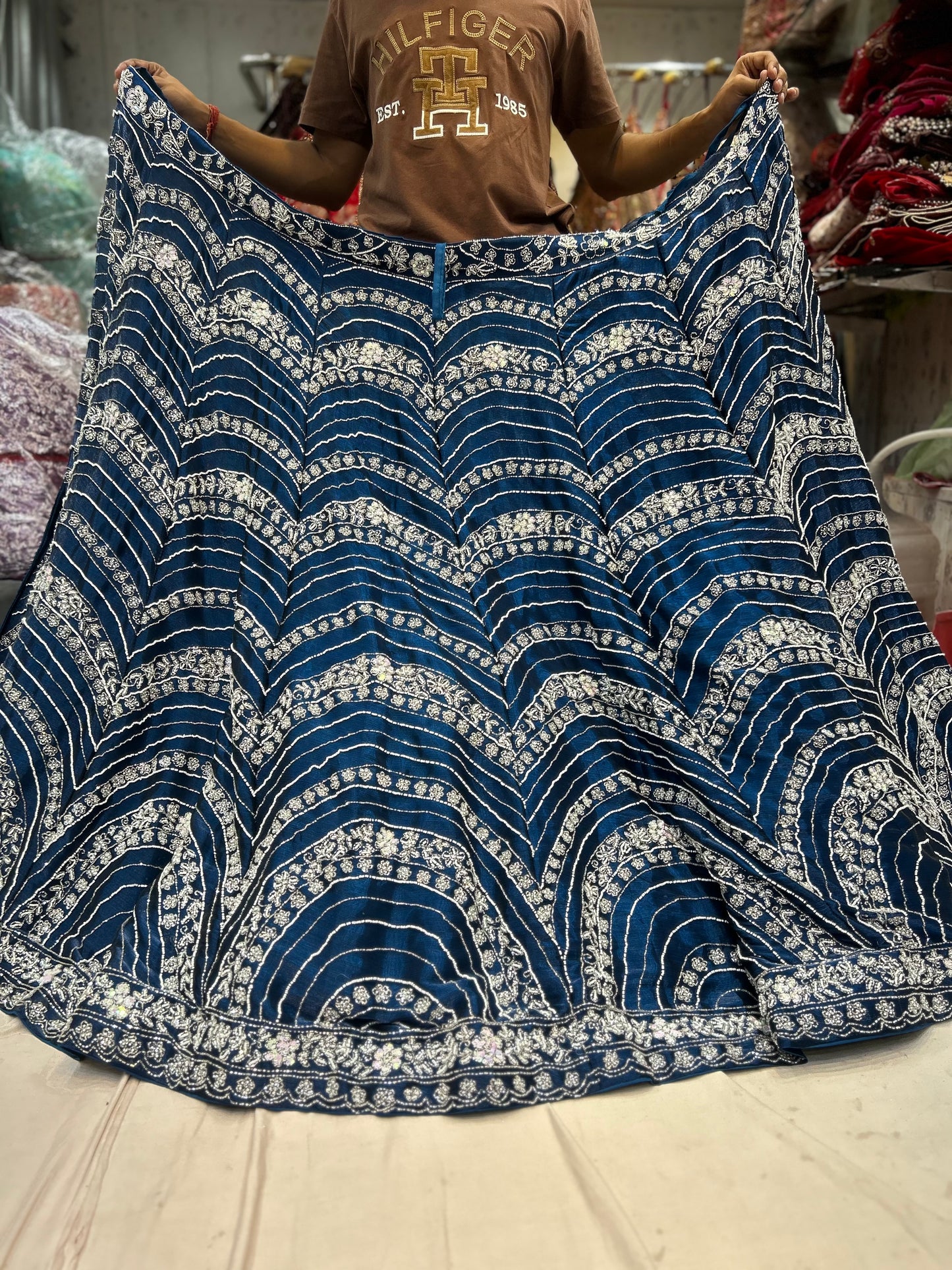 Good looking blue partywear lehenga