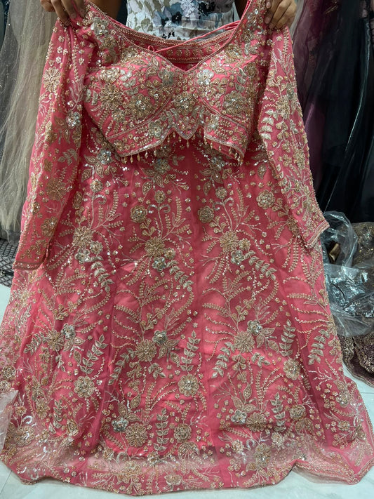 Baby Pink Crop Top Lehenga