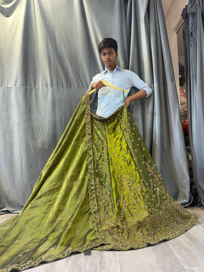 Magnificent Mehendi green Lehenga