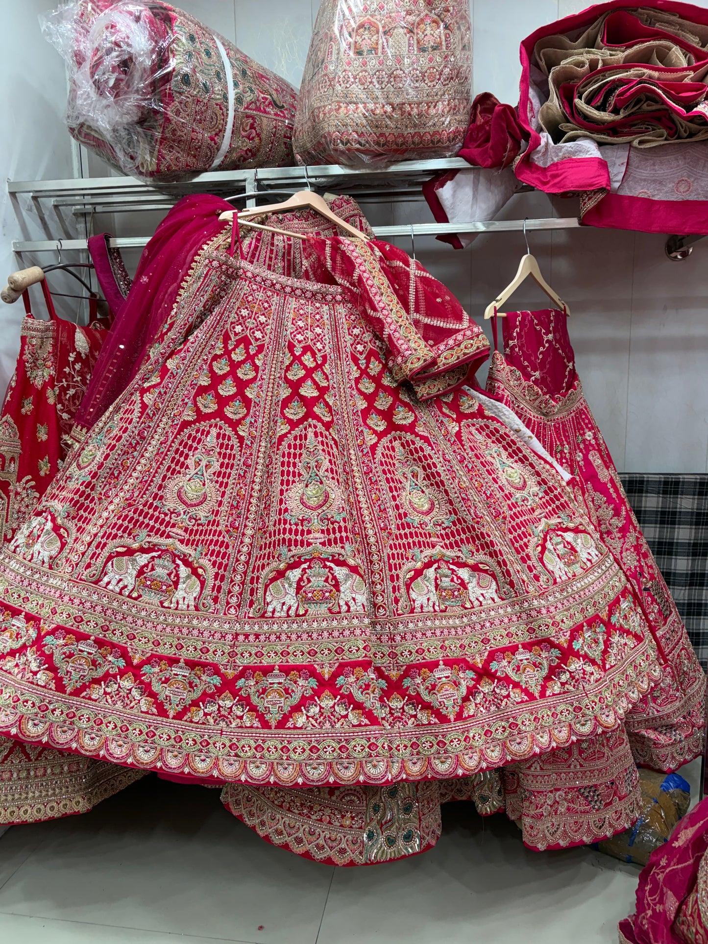 Rani pink Gajraj Bridal Lehenga