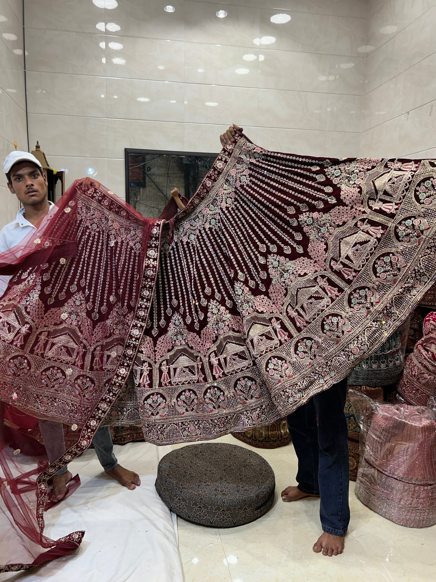 Maroon Doli Barat bridal lehenga