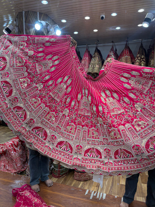 Rani Pink Peacock Designer Bridal Lehenga