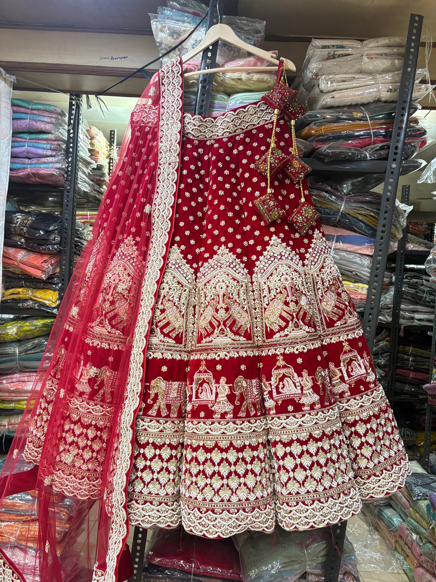 Lavishing red Doli barat ball bridal Lehenga