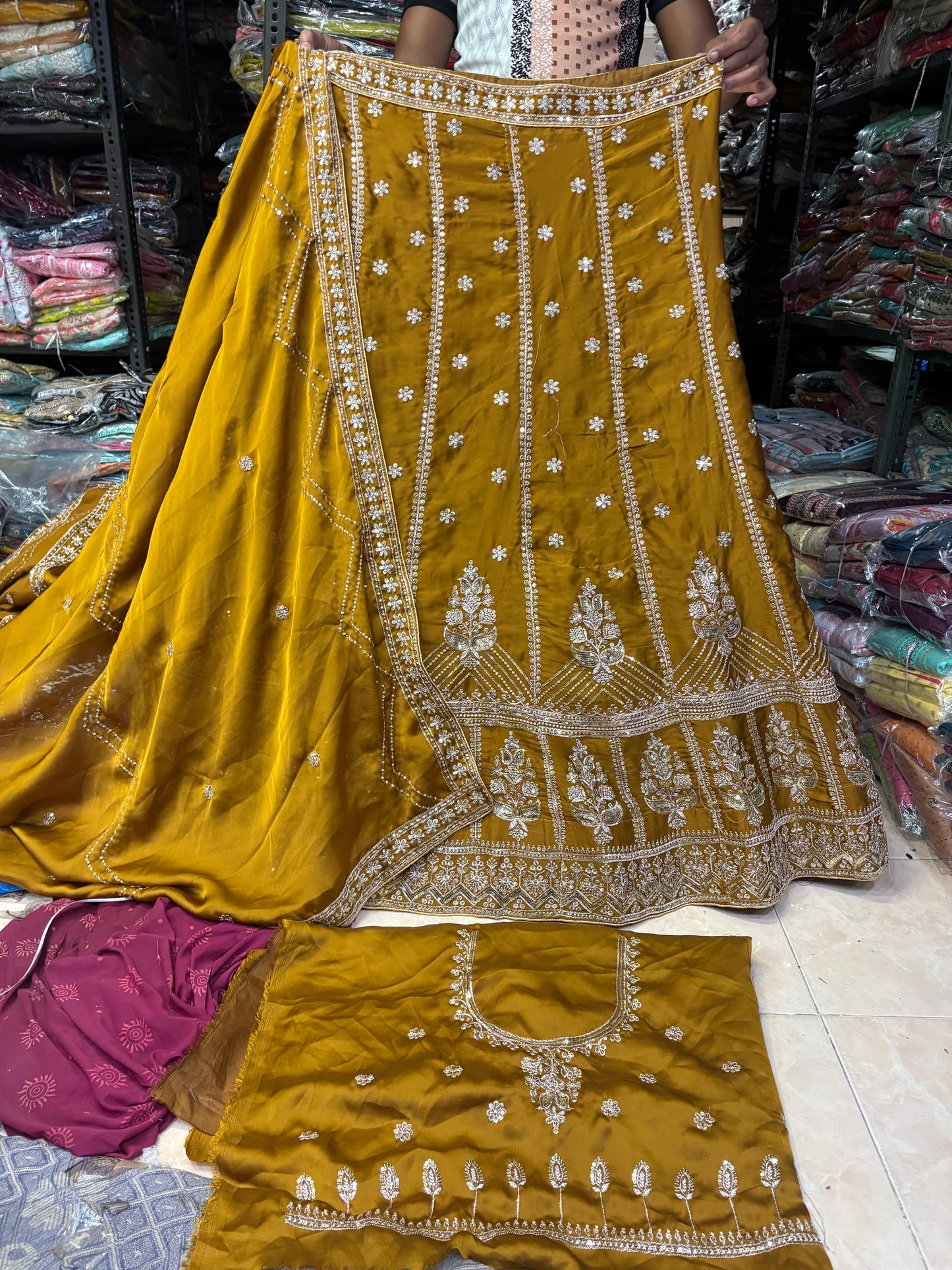 Glamorous yellow Haldi Mehendi Lehenga