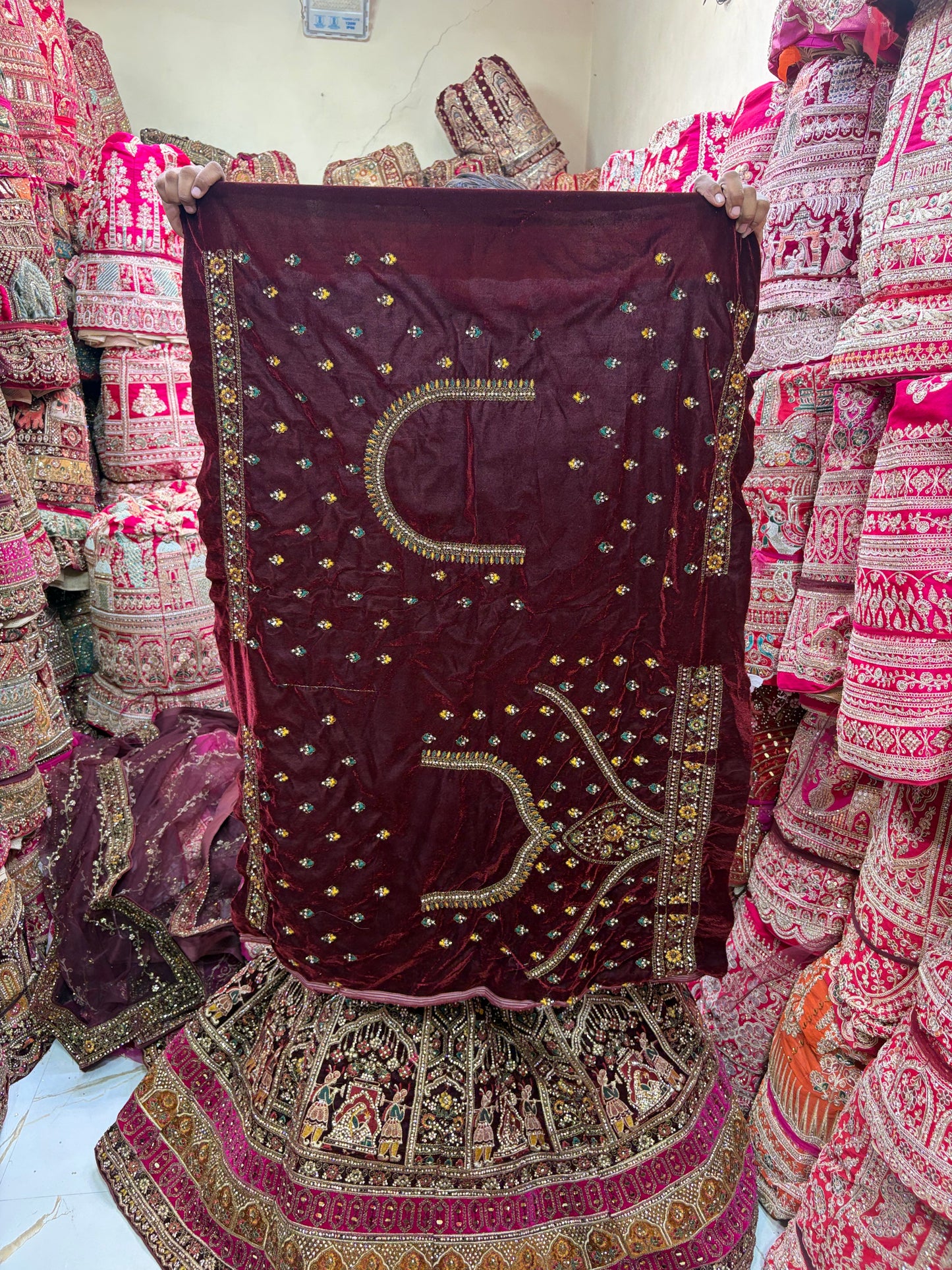 Maroon Doli Barat Bridal Lehenga