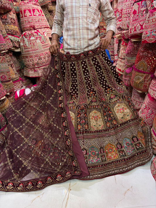 Dark Maroon bridal Lehenga