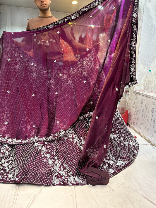 Attractive Purple Handwork sequence work lehenga - Shopping World