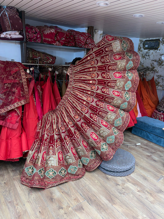 Maroon Gajraj Ball Bridal Lehenga