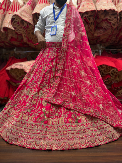 Something different Rani pink peacock bridal Lehenga