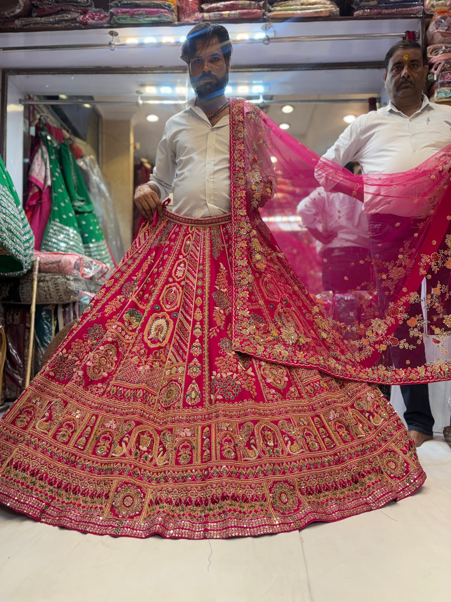 Glamorous handwork peacock rani pink Lehenga