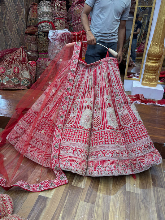 Red Pink Ball Bridal Lehenga