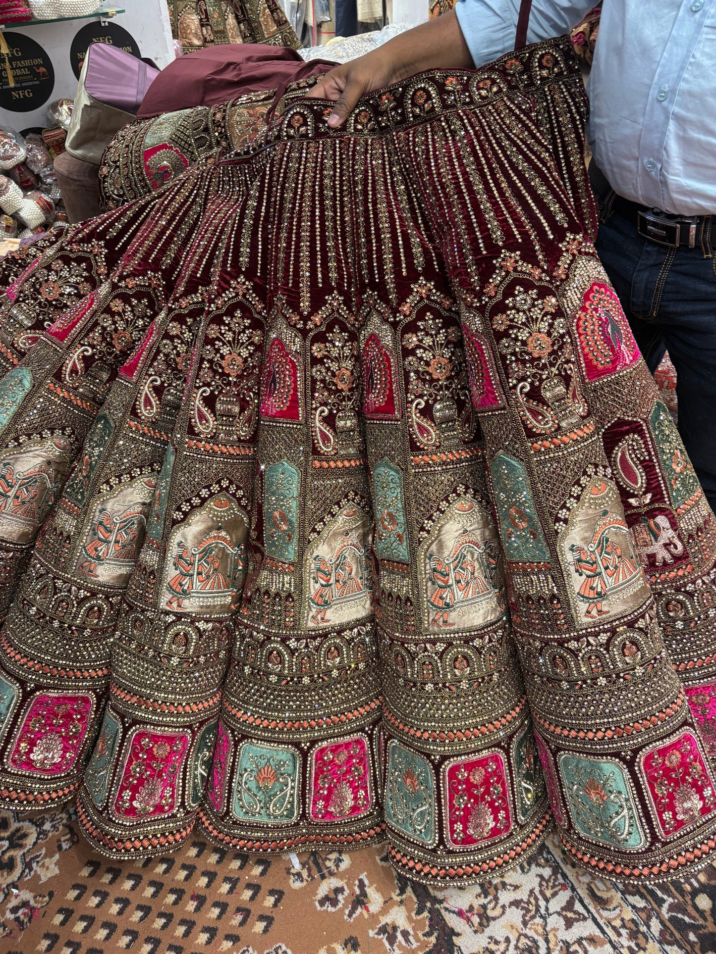 Beautiful Maroon Doli Barat Ball bridal Lehenga