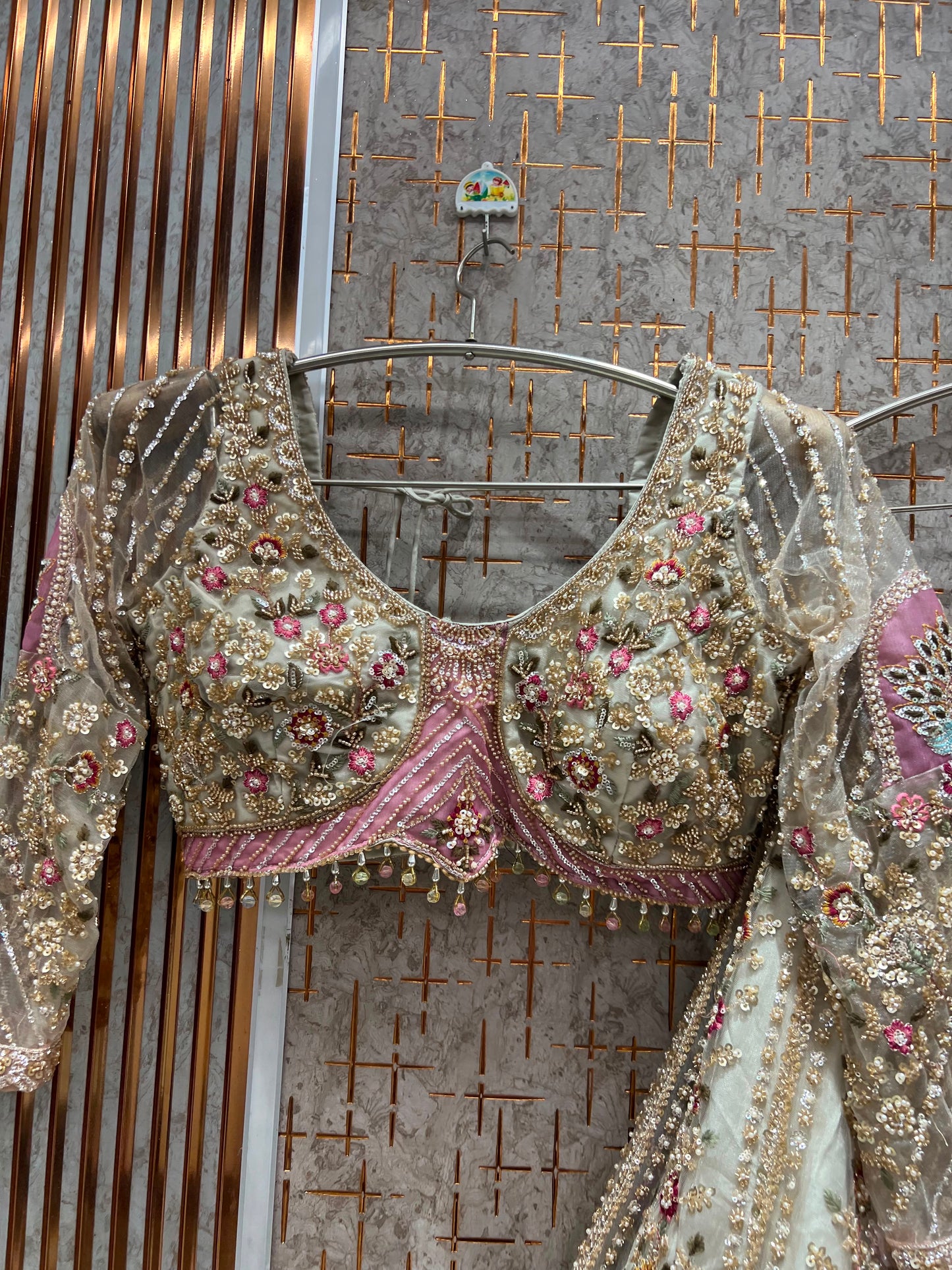 Peach Crop top Lehenga