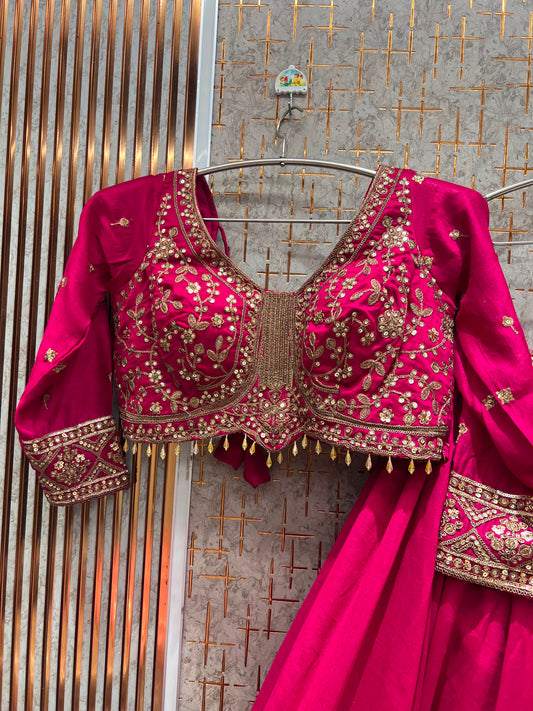 Red Crop top Lehenga