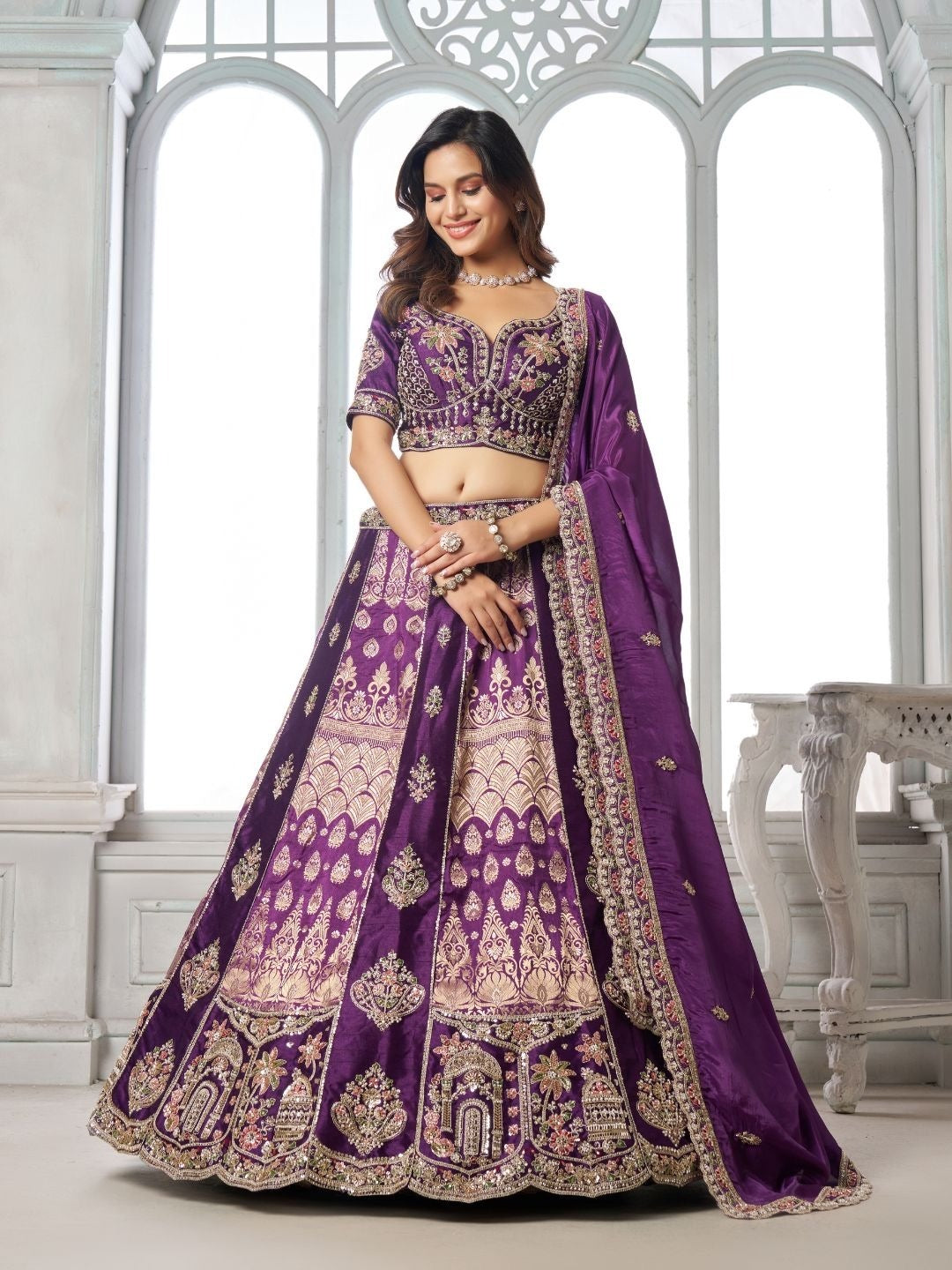 Purple Designer Crop Top Lehenga